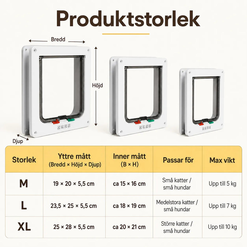 Storleksguide kattlucka - Djurslottet