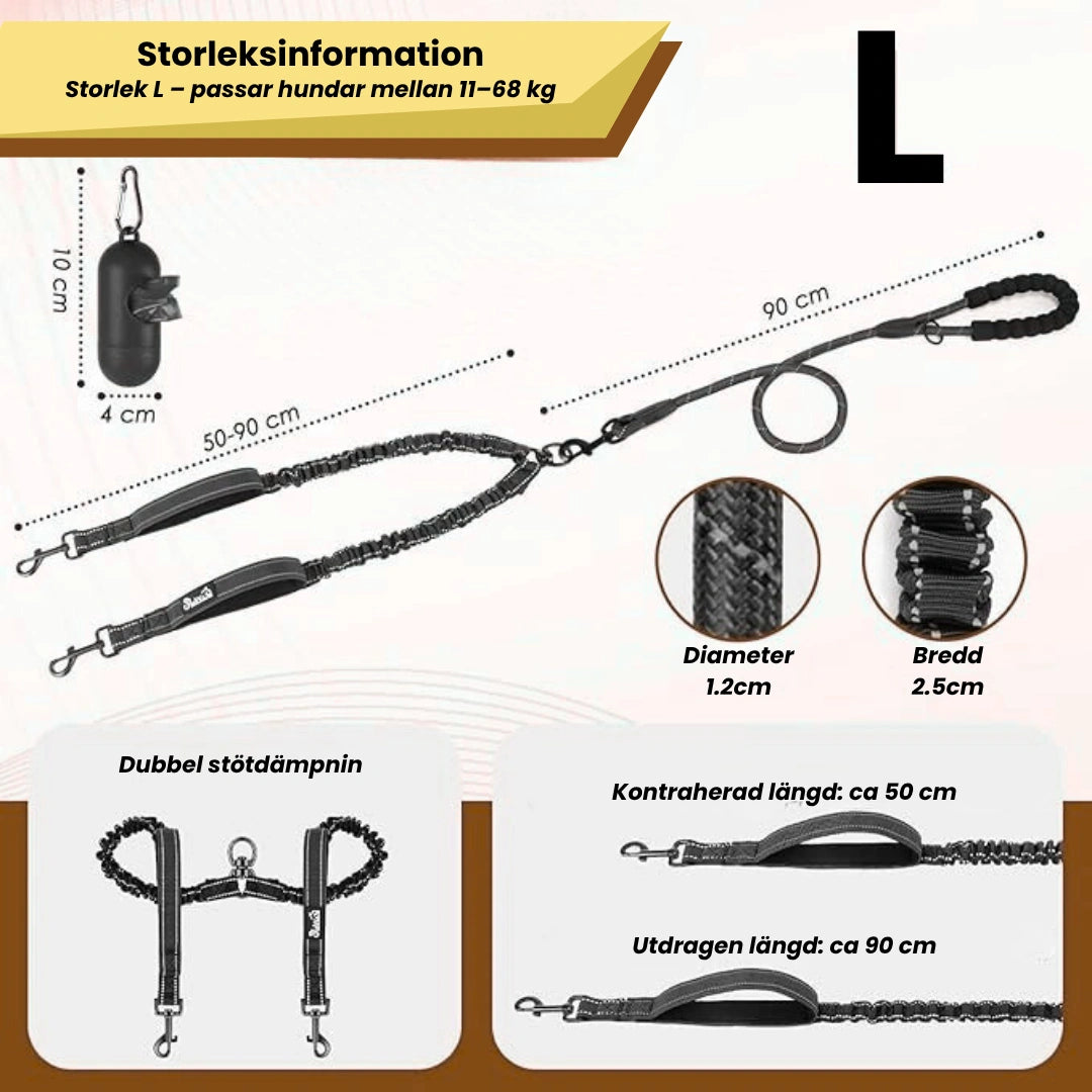 Storleksinformation av Reflekterande Dubbelkoppel - Djurslottet