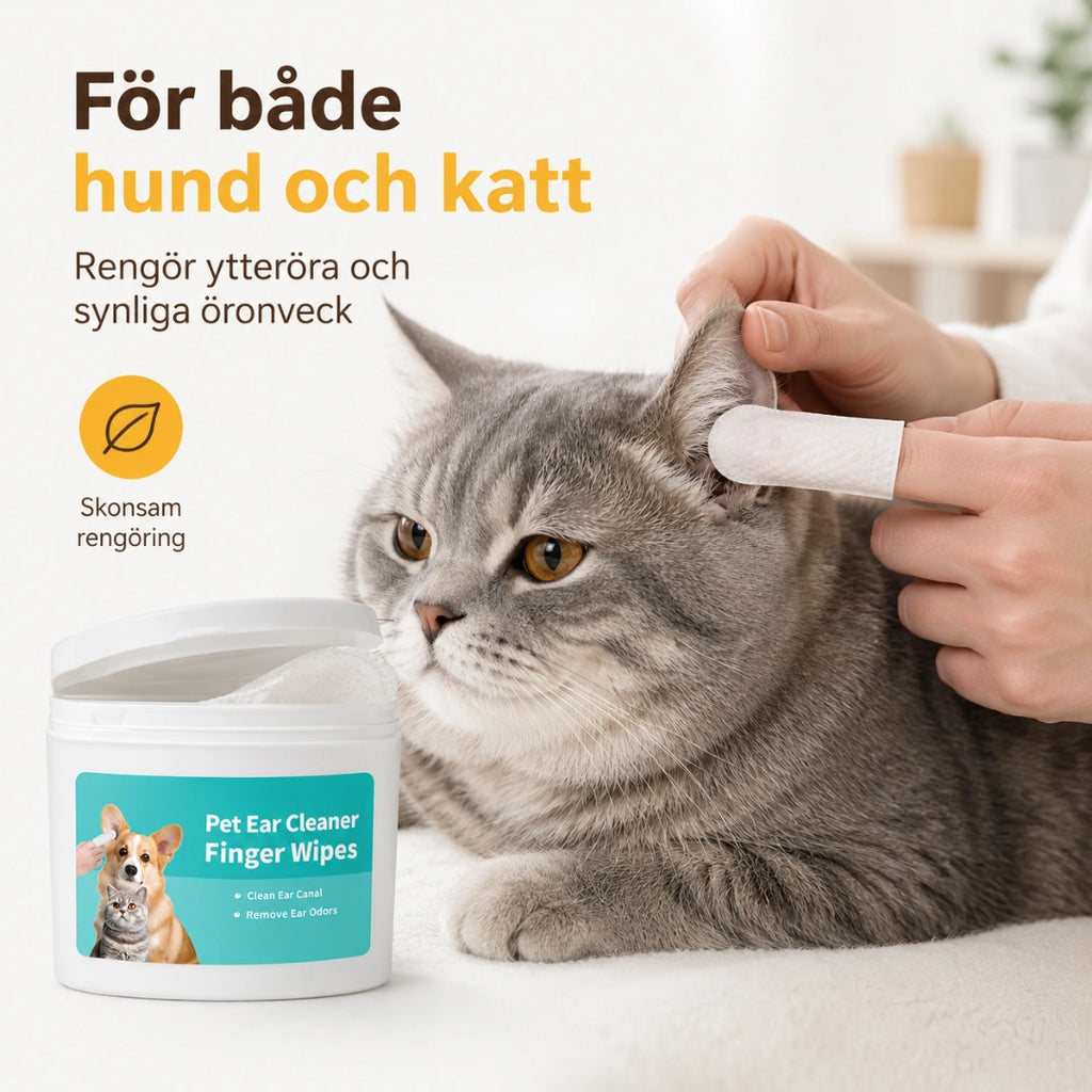 TailCare öronrengöring burk med servetter - Djurslottet