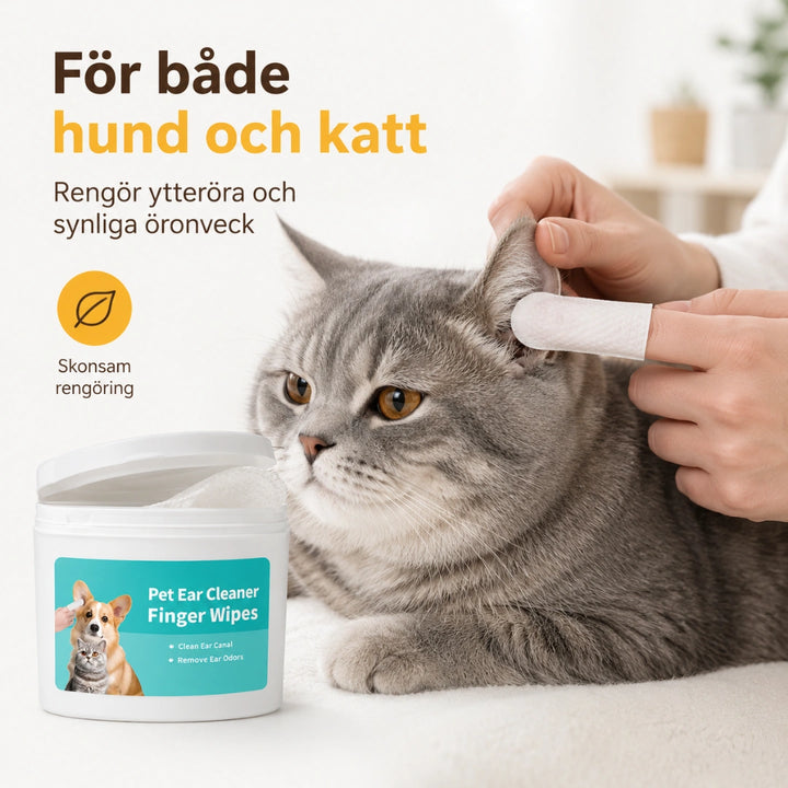 TailCare öronrengöring burk med servetter - Djurslottet