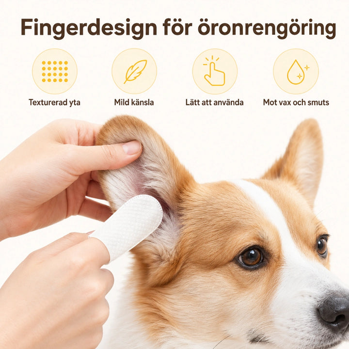 TailCare öronrengöring fingerdesign för bättre kontroll - Djurslottet