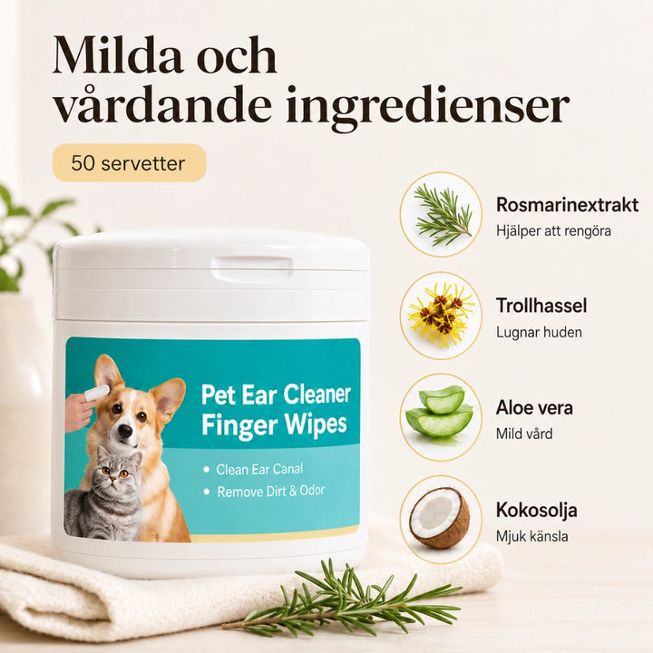 TailCare öronrengöring ingredienser aloe vera och trollhassel - Djurslottet