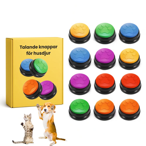 Talande knappar för husdjur 12 pack - Djurslottet