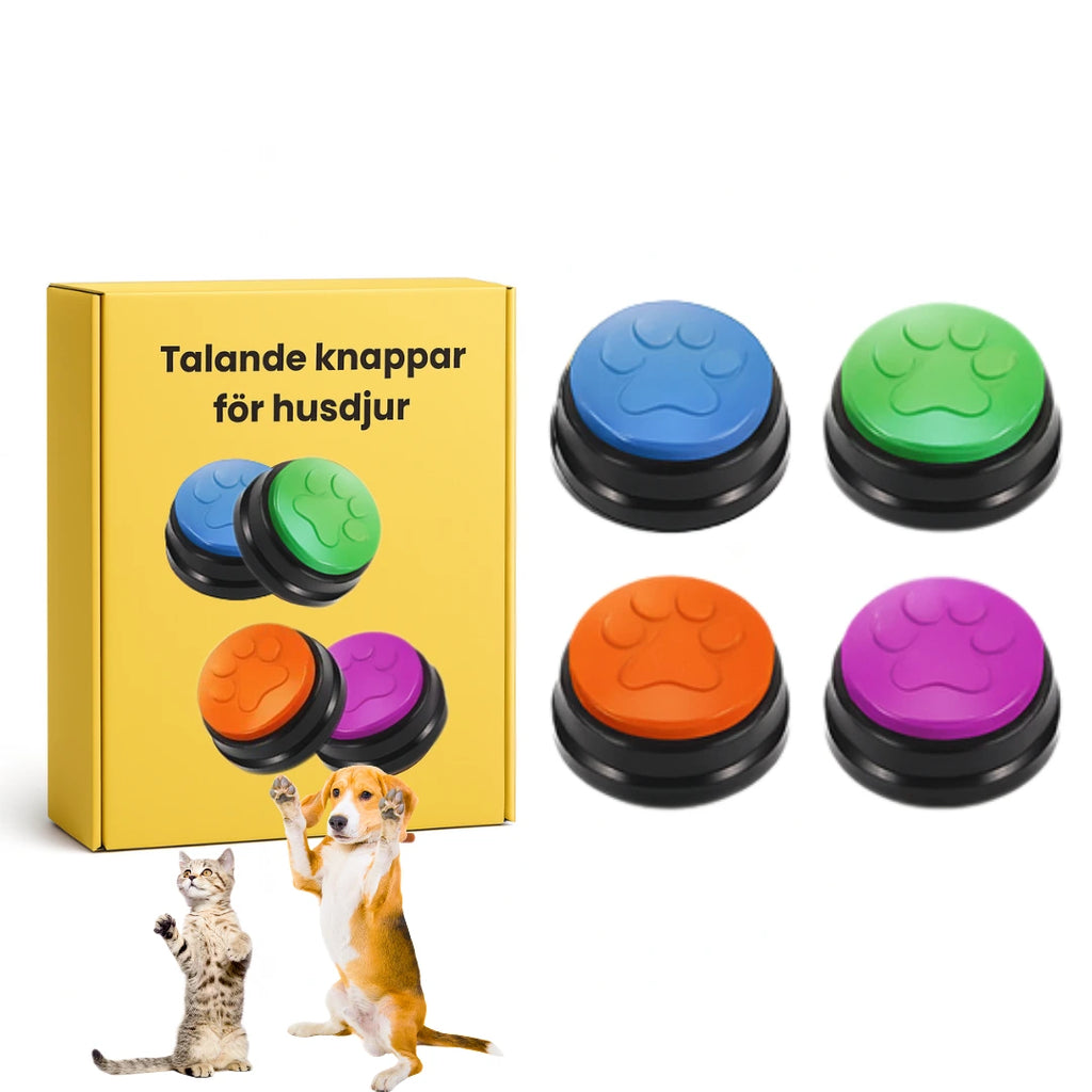 Talande knappar för husdjur 4 pack - Djurslottet