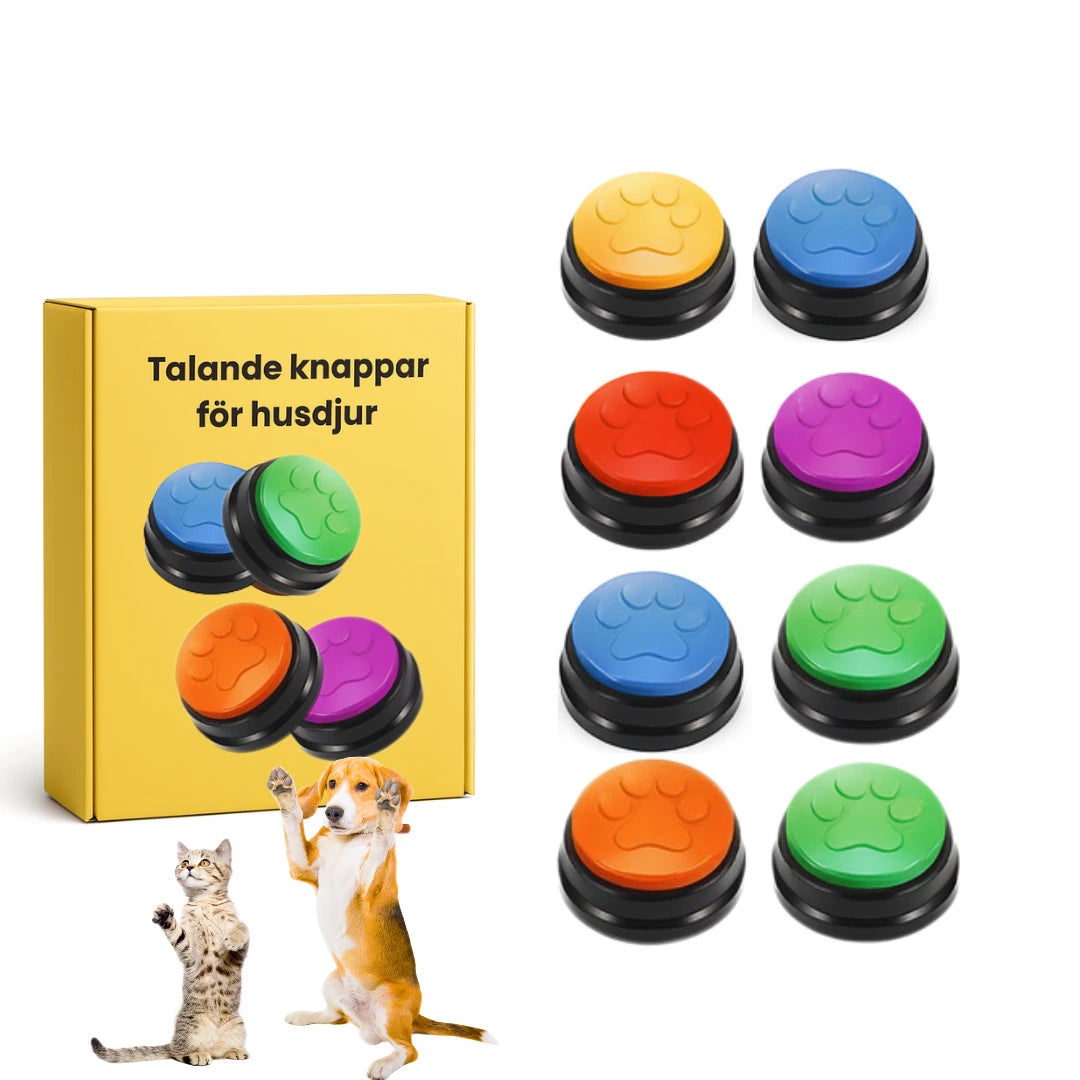 Talande knappar för husdjur 8 pack - Djurslottet