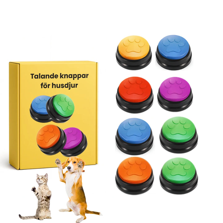 Talande knappar för husdjur 8 pack - Djurslottet