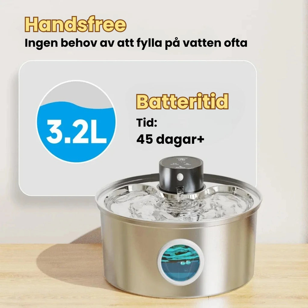 Trådlös Vattenfontän Rostfri Handsfree - Djurslottet