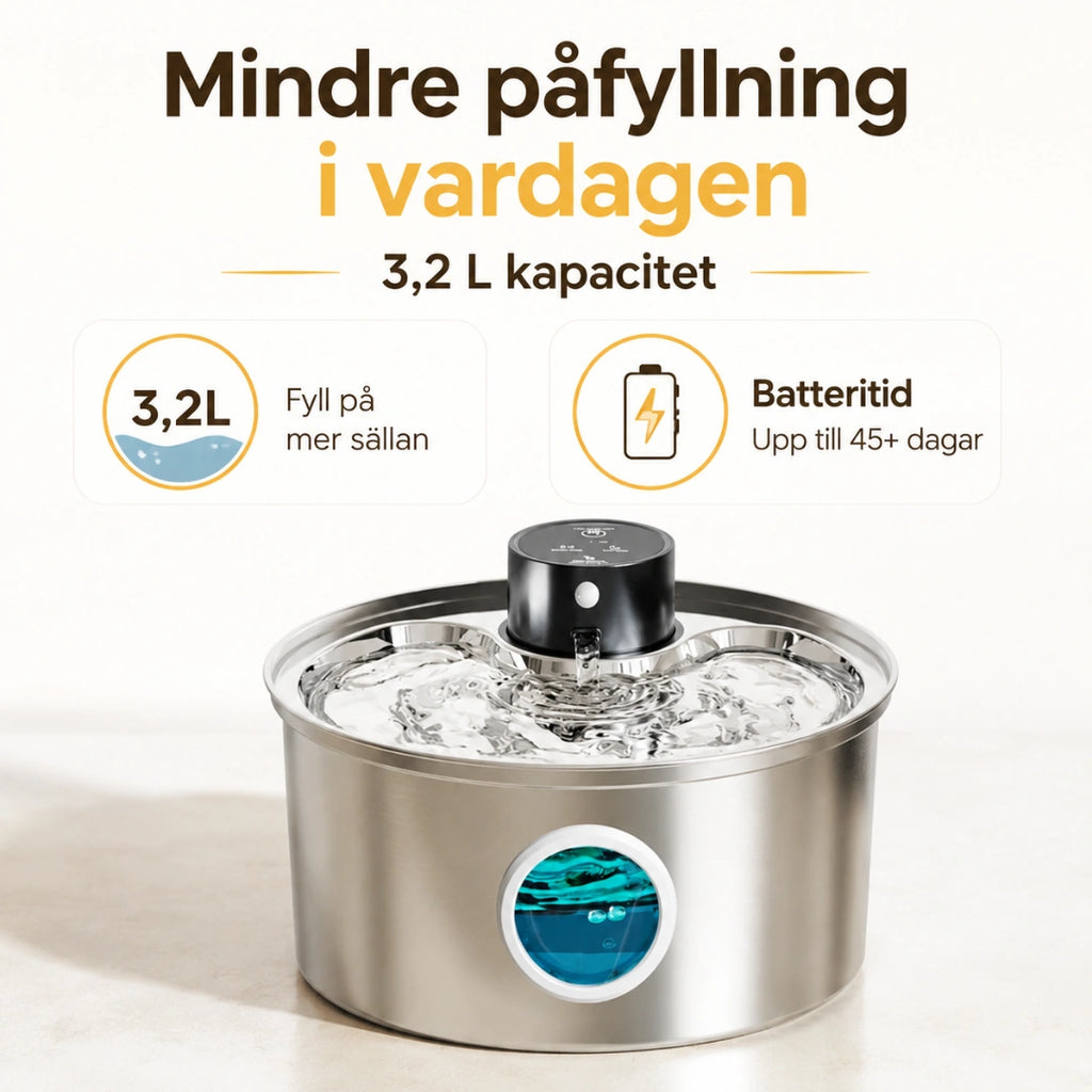 Trådlös Vattenfontän Rostfri Handsfree Djurslottet