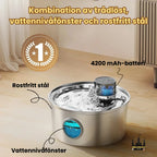 Trådlös Vattenfontän Rostfri Kombination av trådlöst, vattennivåfönster och rostfritt stål - Djurslottet