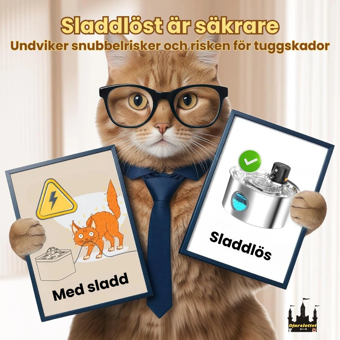 Trådlös Vattenfontän Rostfri Säker och sladdlös - Djurslottet