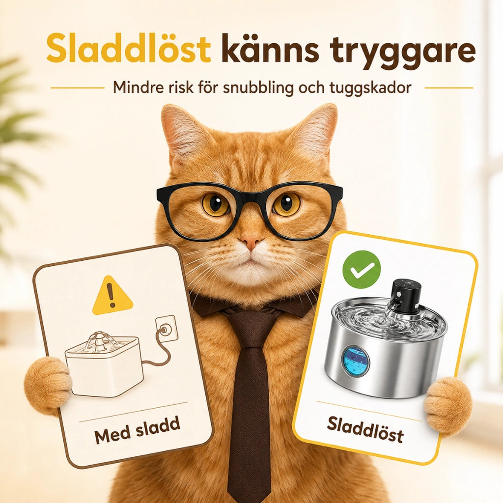 Trådlös Vattenfontän Rostfri Säker och sladdlös Djurslottet