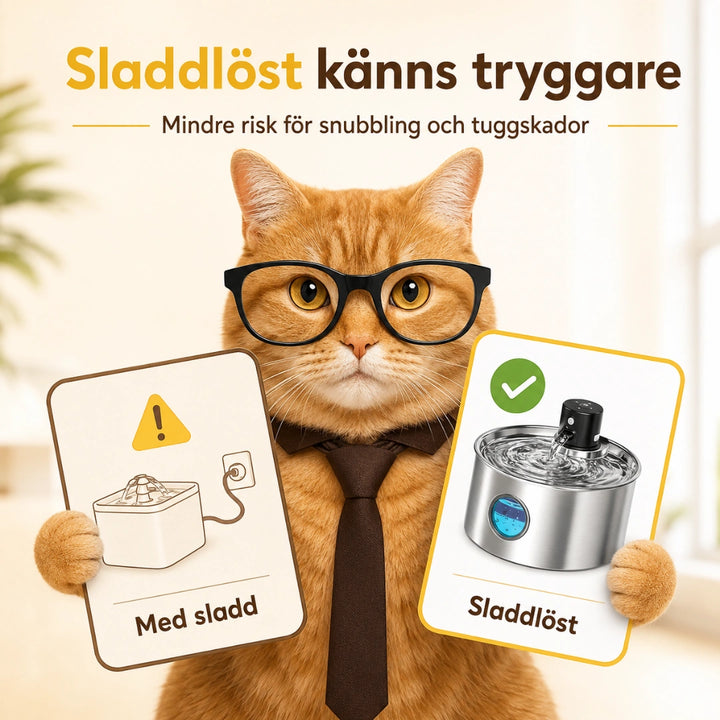 Trådlös Vattenfontän Rostfri Säker och sladdlös Djurslottet