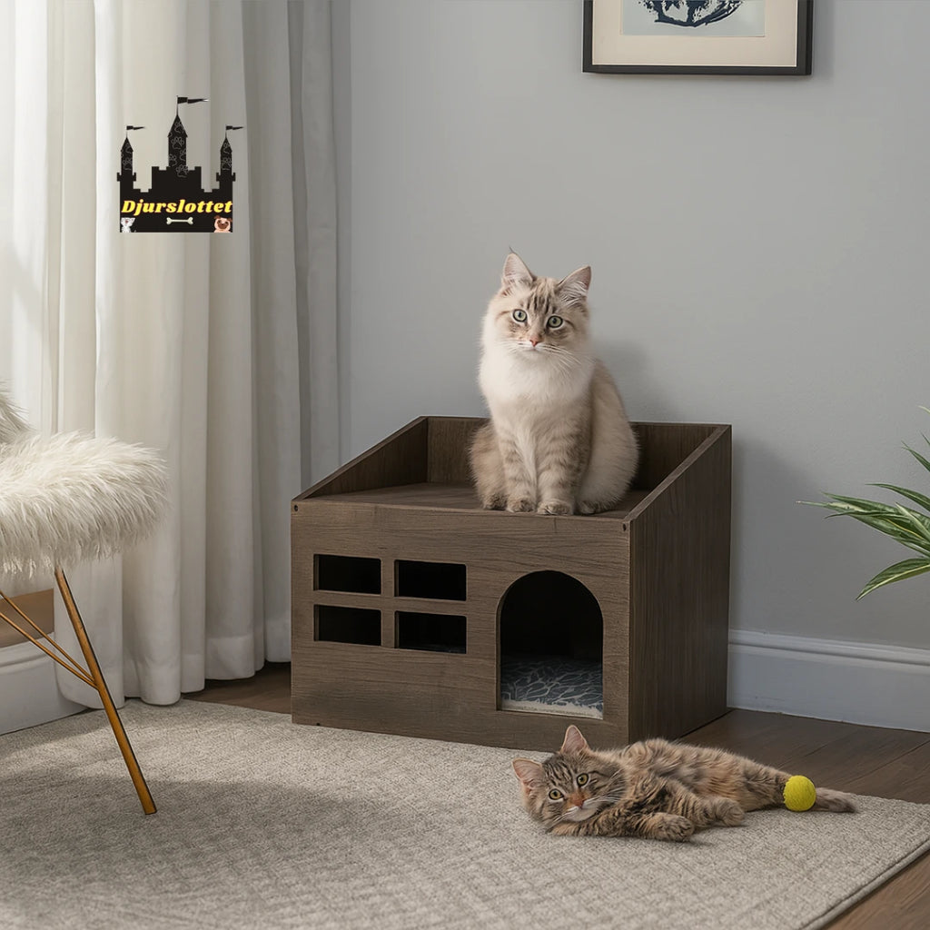Trähus för katt inomhus- Djurslottet