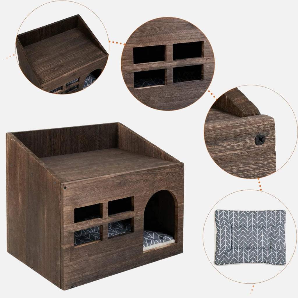 Trähus för katt inomhus Genomtänkt komfort och form - Djurslottet