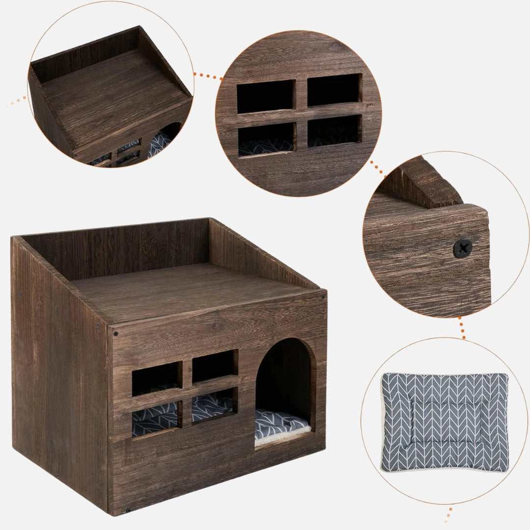 Trähus för katt inomhus Genomtänkt komfort och form - Djurslottet