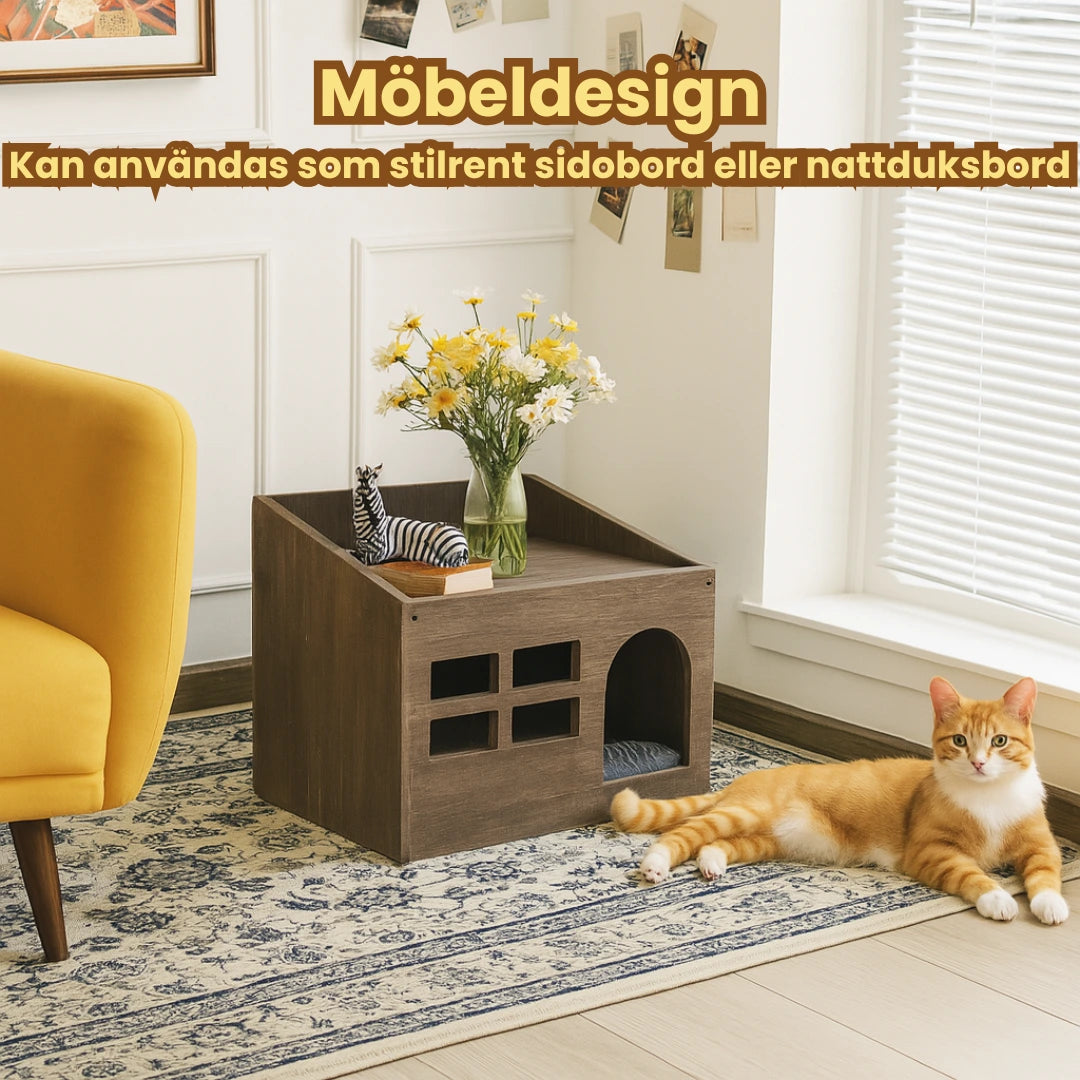 Trähus för katt inomhus Möbeldesign - Djurslottet