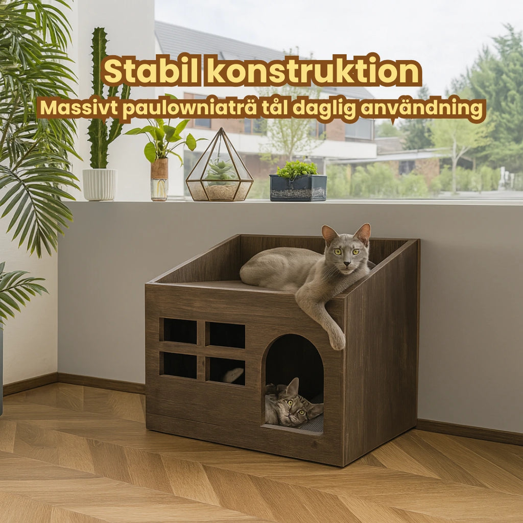 Trähus för katt inomhus Stabil Konstruktion - Djurslottet