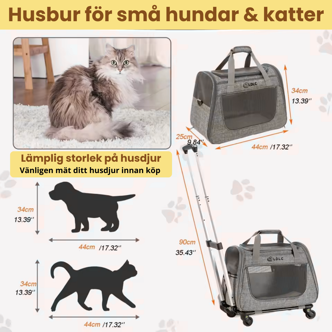 Transportväska Trolley Husdjur  Husbur för små hundar och katter - Djurslottet