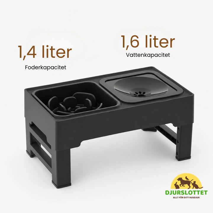 UpFeed Pro Upphöjd Slowfeeder & Anti-Spill Matskål  Foderkapacitet - Djurslottet