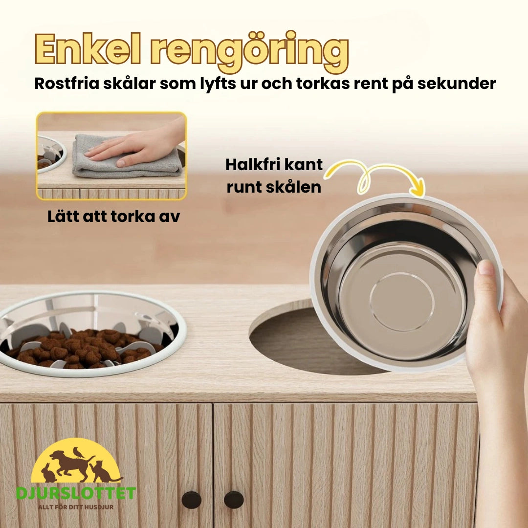 Upphöjd Matskål Hund med Förvaring Enkel rengöring - Djurslottet