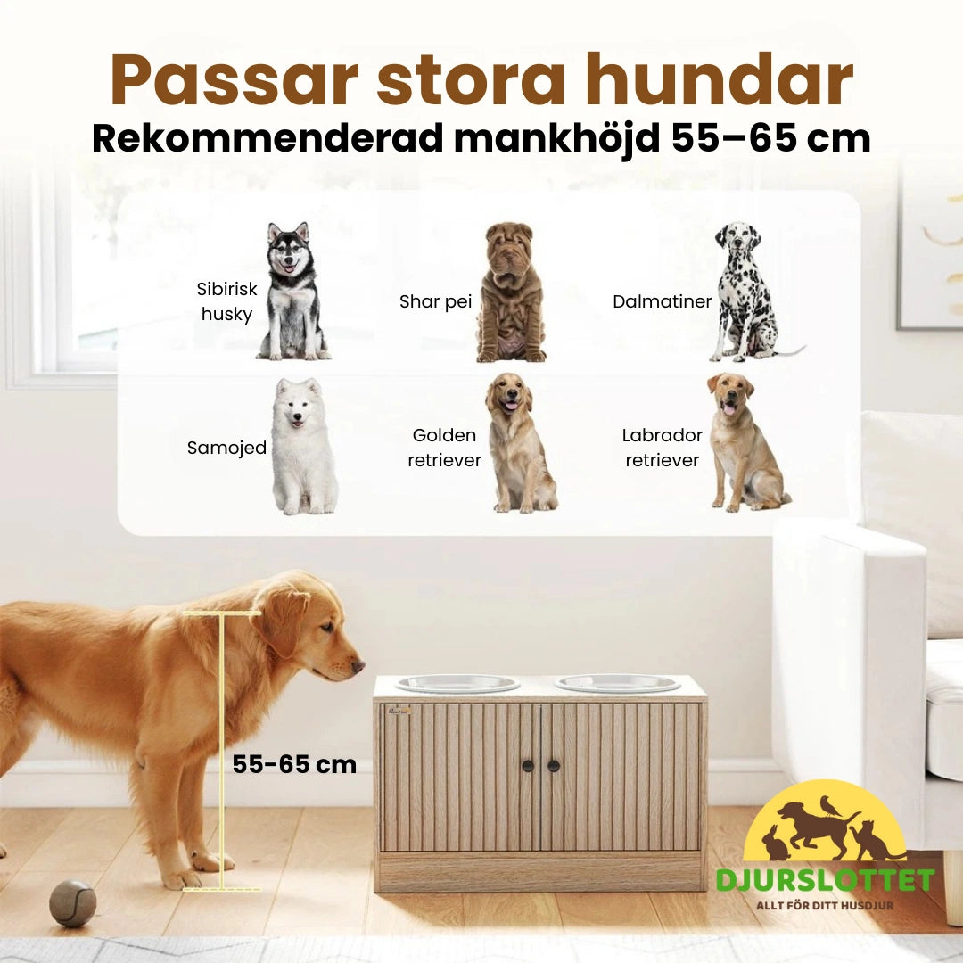Upphöjd Matskål Hund med Förvaring Passar stora hundar - Djurslottet