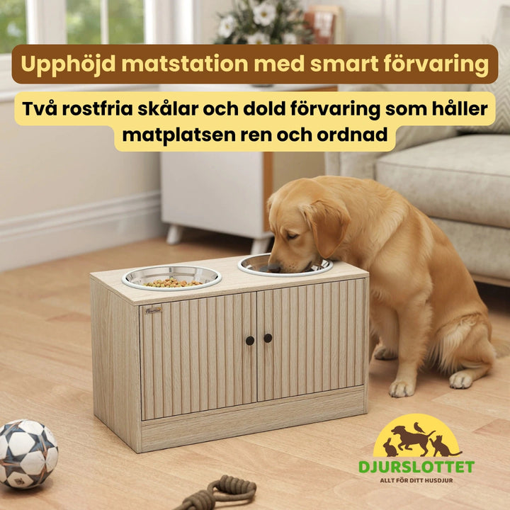 Upphöjd Matskål Hund med Förvaring Upphöjd matstation med smart förvaring - Djurslottet