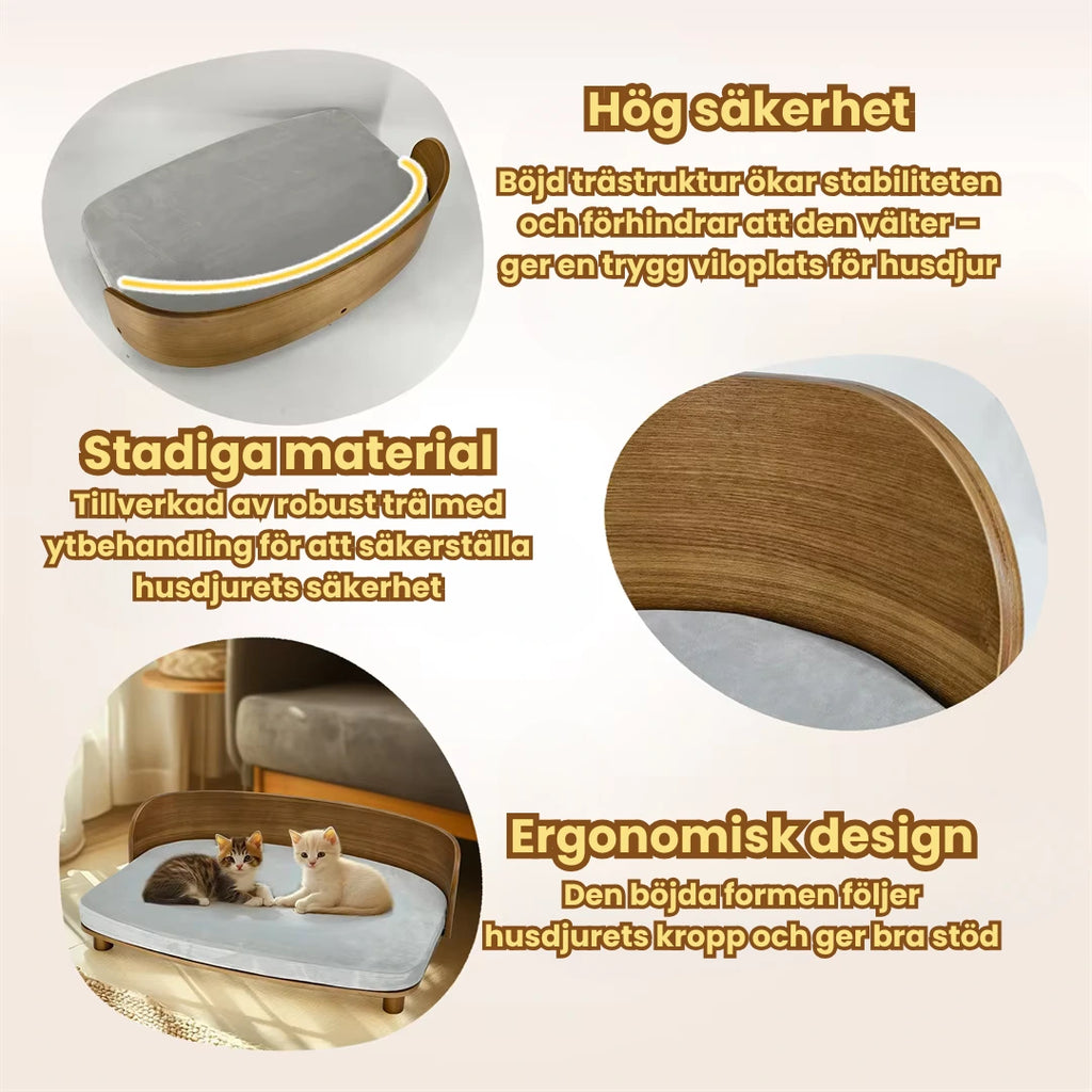 Upphöjd träsäng för katt och hund Hög tillförlitlighet, robusta material och ergonomisk design - Djurslottet