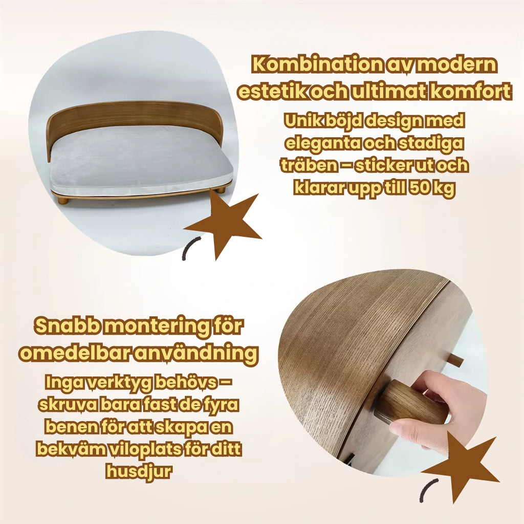 Upphöjd träsäng för katt och hund Kombination av modern estetik och ultimat komfort - Djurslottet