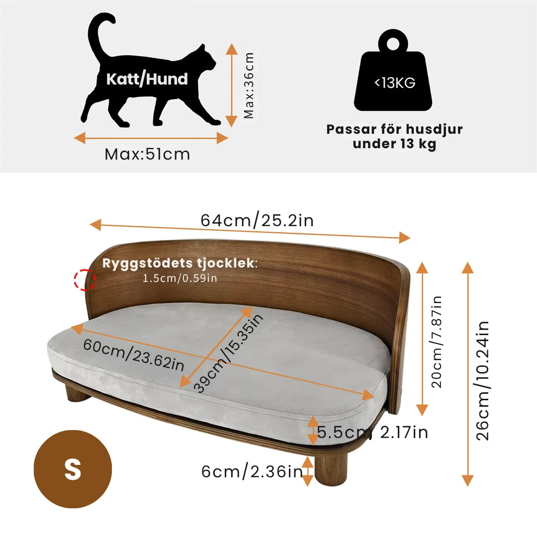 Upphöjd träsäng för katt och hund Storlek S-Djurslottet