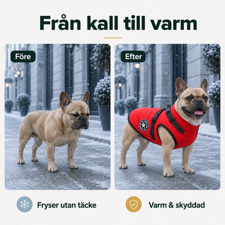 Vintertäcke till hundar vs efter - Djurslottet