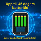 Airclean luftrenare med 45 dagars batteritid – 4 batterier visas, gäller endast batteridrivna modellen. 