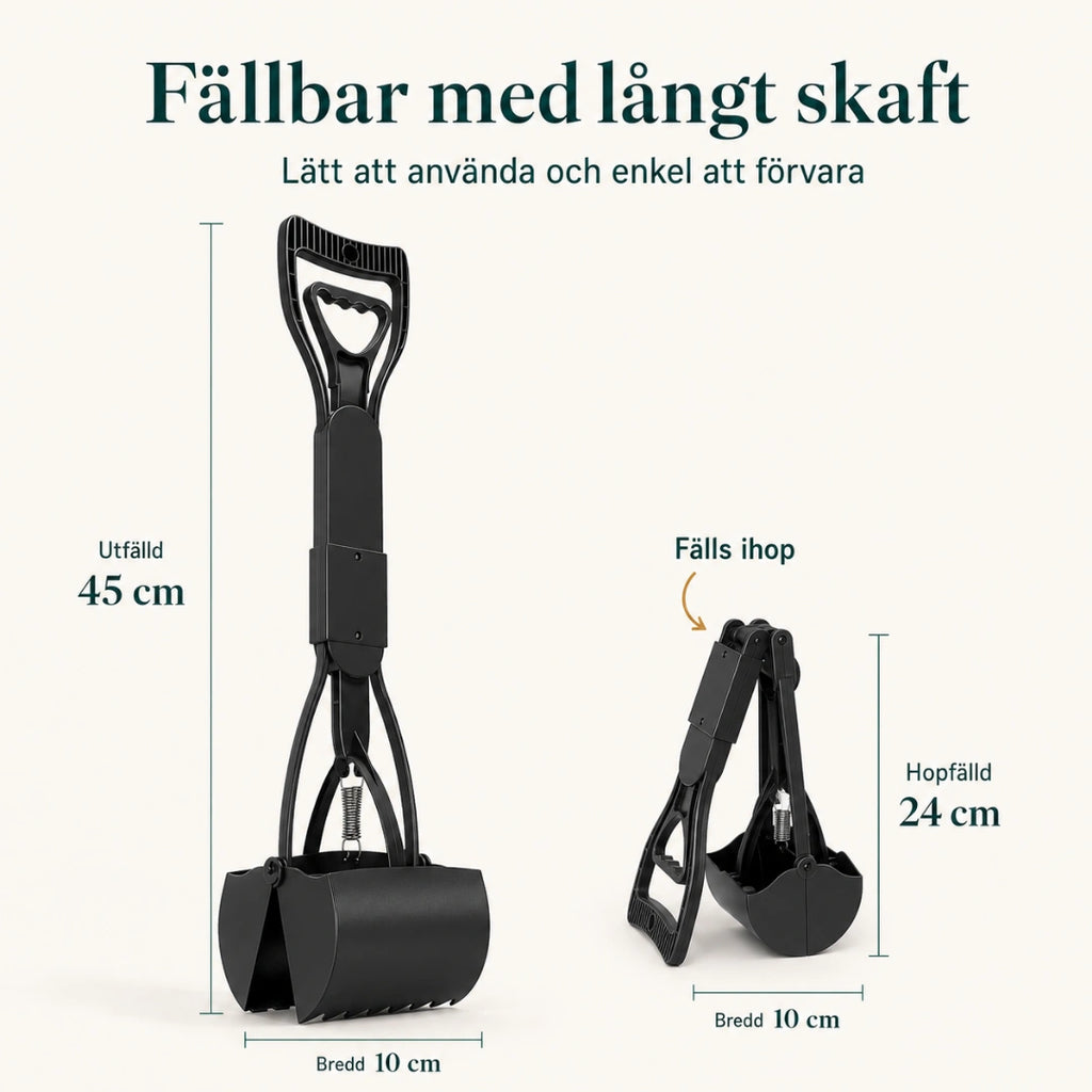 PawScoop Bajsplockare för Hund mått 45 cm utfälld och 24 cm hopfälld - Djurslottet