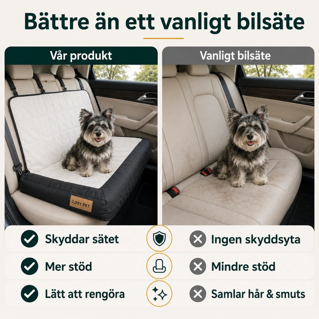 BingoPaws Vattentålig Bilstol jämfört med vanligt bilsäte - Djurslottet