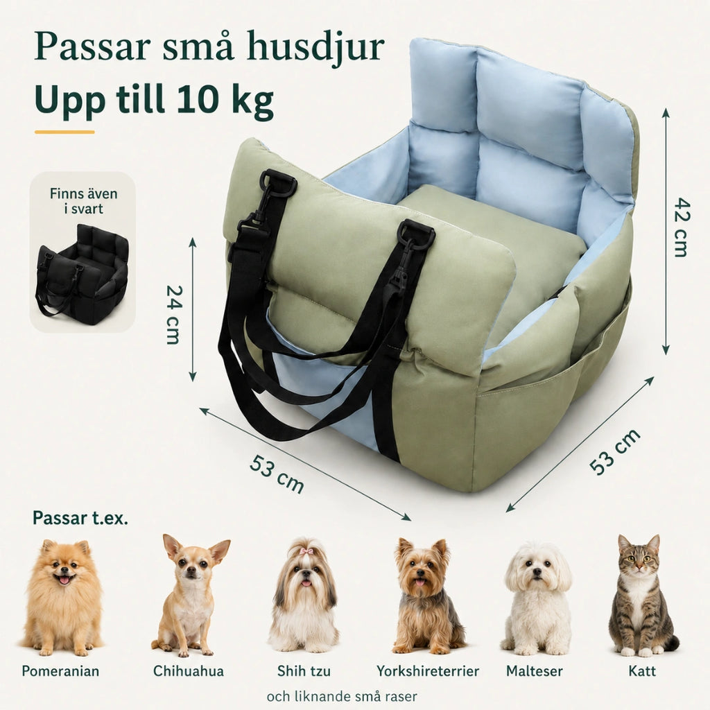Storleksguide för bilstol till hund och katt upp till 10 kg - Djurslottet