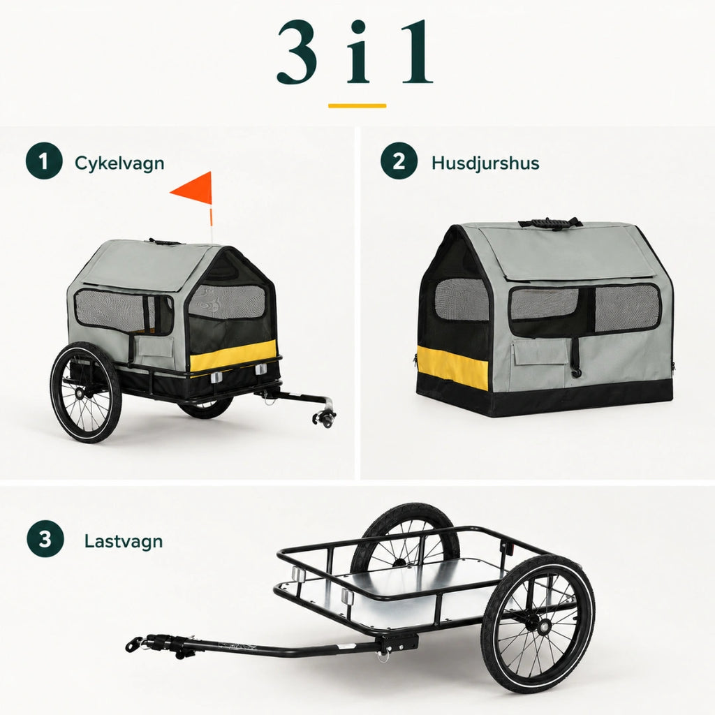 PawHut 3-i-1 Cykelvagn för Hund detalj - Djurslottet