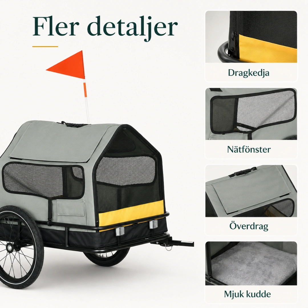 PawHut 3-i-1 Cykelvagn för Hund fler detaljer - Djurslottet