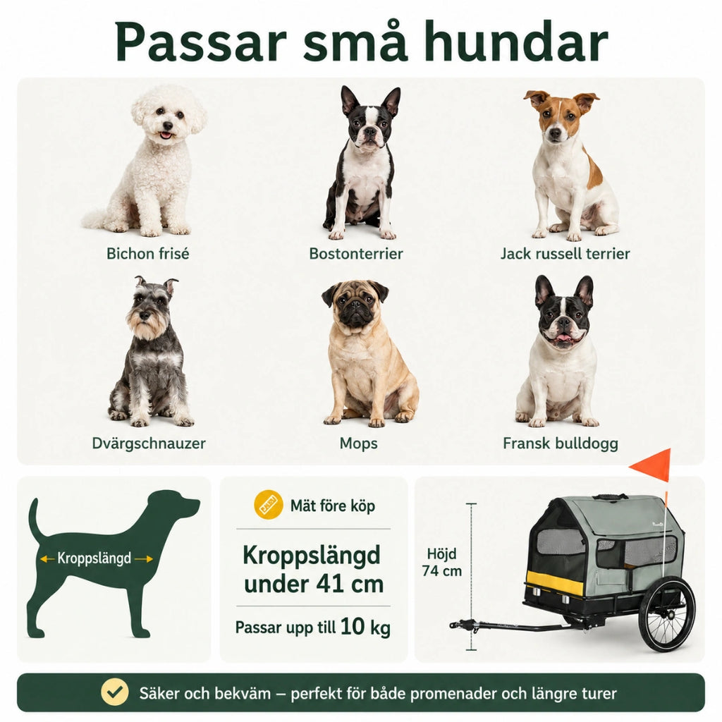 PawHut 3-i-1 Cykelvagn för Hund passar små hundar - Djurslottet