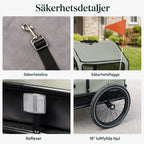 PawHut 3-i-1 Cykelvagn för Hund säkerhetsdetaljer - Djurslottet