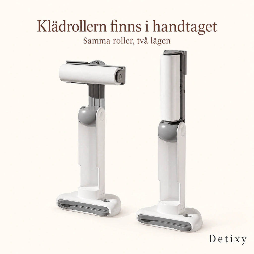 Detixy pälsborste med klädrollern utfälld i två lägen