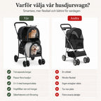 Detixy Dubbel Djurvagn dubbelvagn promenad med två husdjur utomhus - Djurslottet
