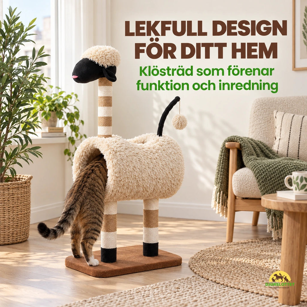 PawHut Klösträd i Fårdesign i ett hem med katt – Djurslottet