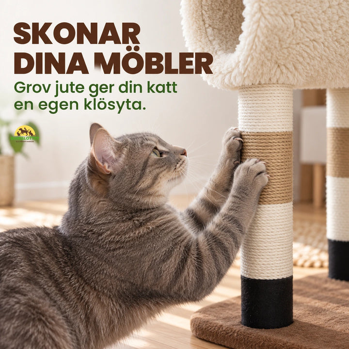 PawHut Klösträd i Fårdesign med närbild på jute – Djurslottet