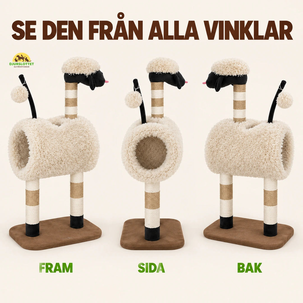 PawHut Klösträd i Fårdesign från fram, sida och bak – Djurslottet
