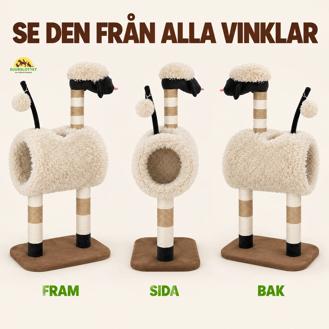 PawHut Klösträd i Fårdesign från fram, sida och bak – Djurslottet