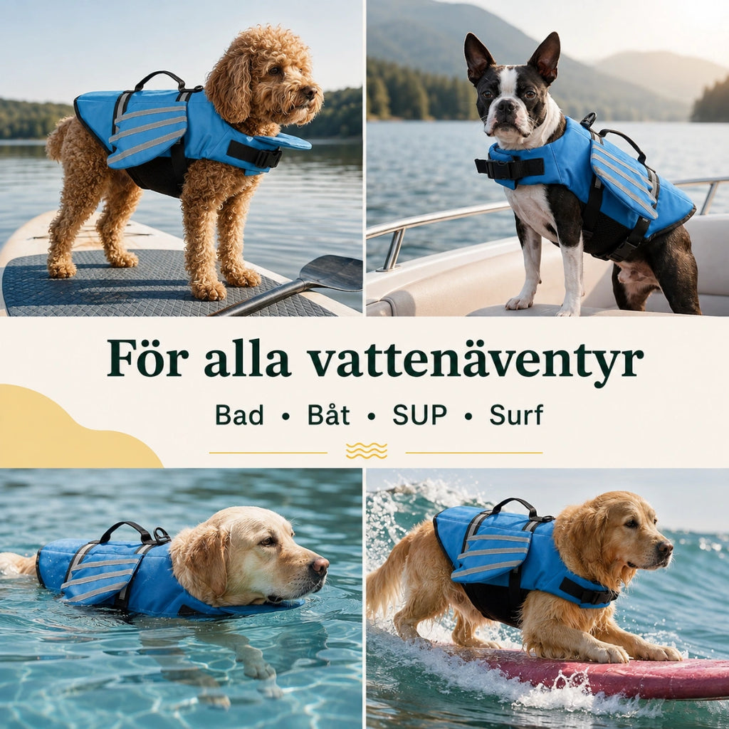 Flytväst för bad, båt, SUP och surf med hund - Djurslottet