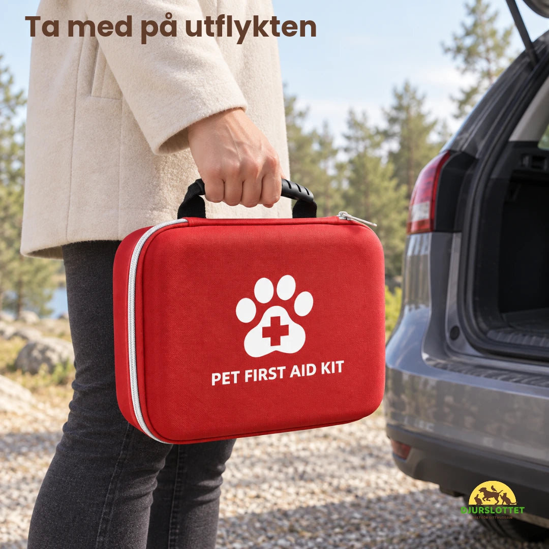 Första Hjälpen-kit – Väskan tas med vid bilen – Djurslottet