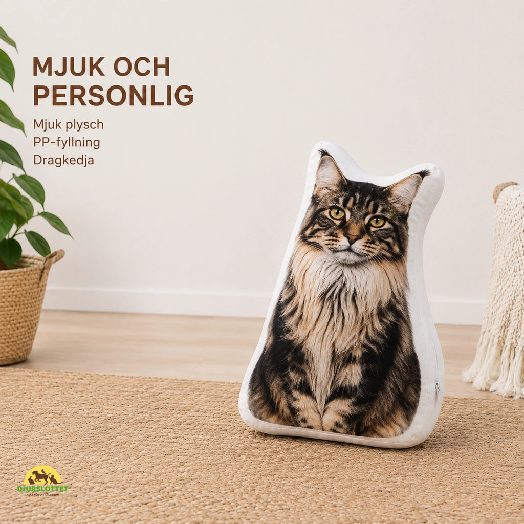 Personlig husdjurskudde med kattmotiv mjuk plysch PP-fyllning och dragkedja