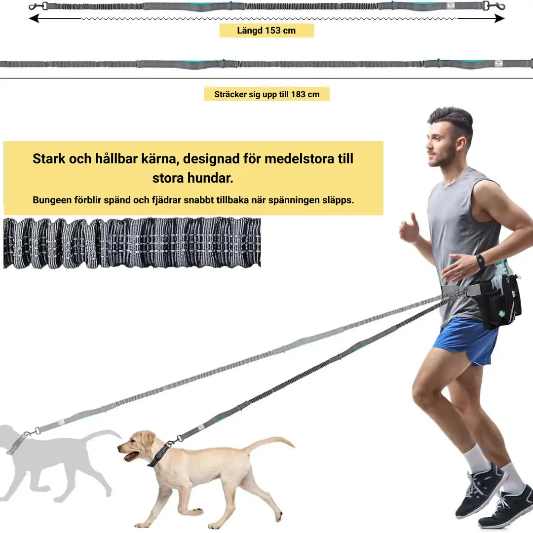 freerun pro justerbar längd på midjekoppel för hundar