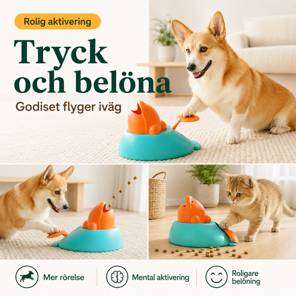 Clicker godiskastare djuret trycker och belönas - Djurslottet
