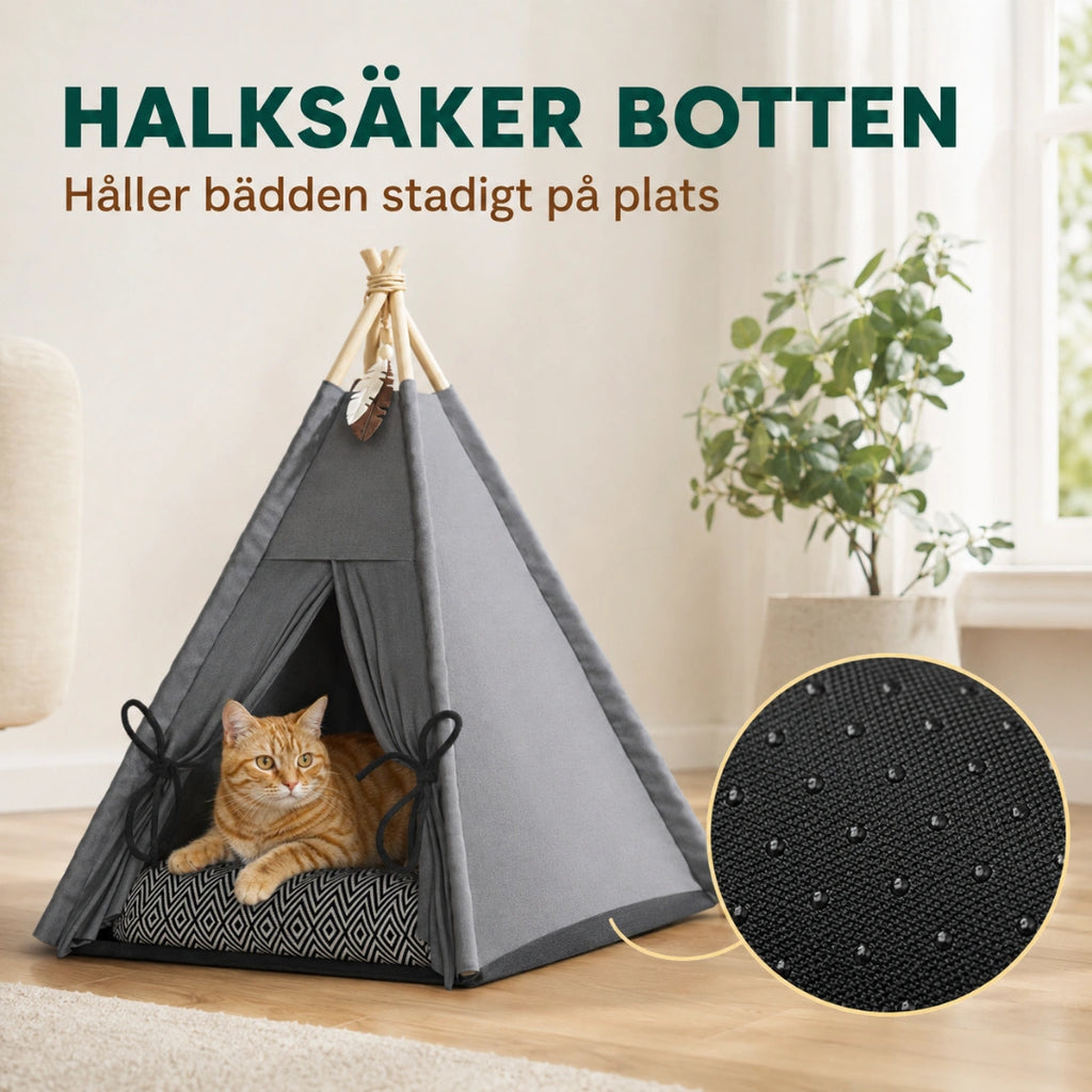 PawHut Tipitält med Dyna med halksäker prickad botten - Djurslottet